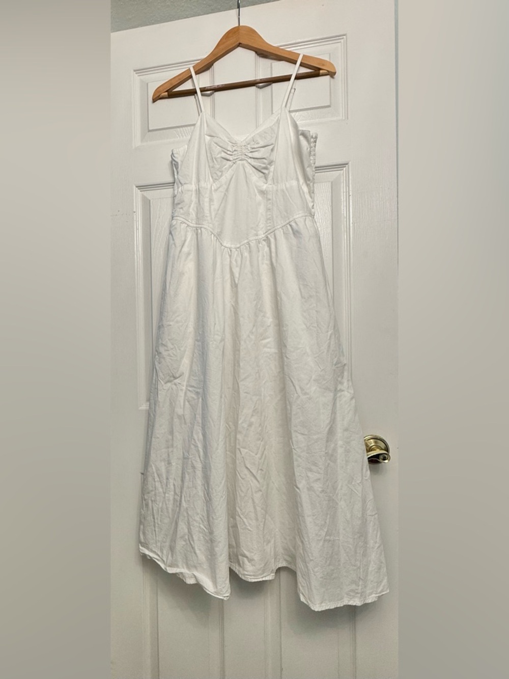 White Spaghetti Strap Midi Dress